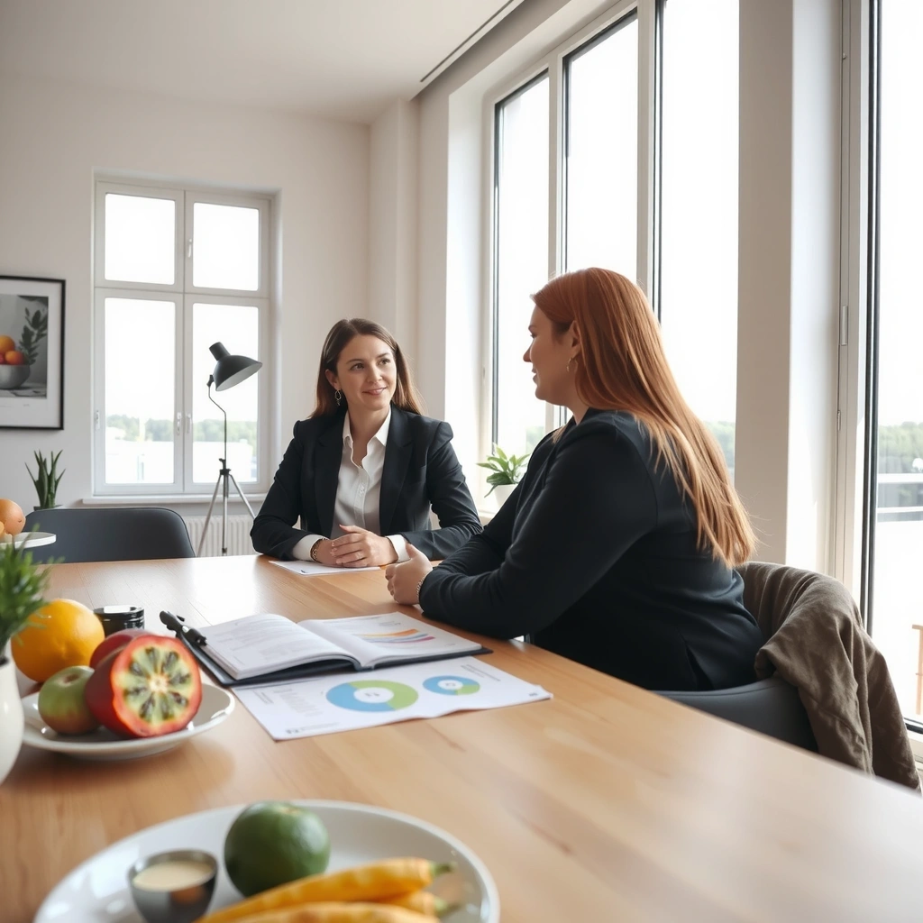 Ernährungsberatungsgespräch in modernem Büro